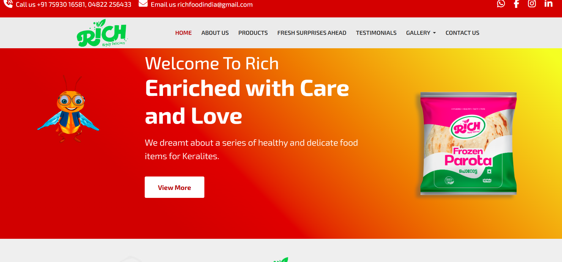 Rich Foods - Food Industry Website by Flyon Technologies
